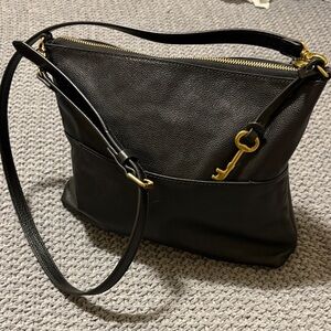 Fossil Black Pebbled Leather Bag